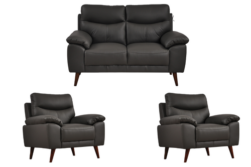 Vantage Genuine Leather Grey 2+1+1 Seater Sofa Set