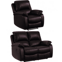 Roma Brown Leather Manual Recliner 2+1 Seater Sofa Set