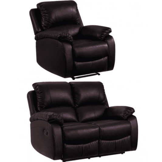 Roma Brown Leather Manual Recliner 2+1 Seater Sofa Set