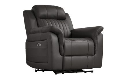 Cidliano Genuine Leather Grey Electric Power Recliner 3+1+1 Seater Sofa Set - Furniture Instore