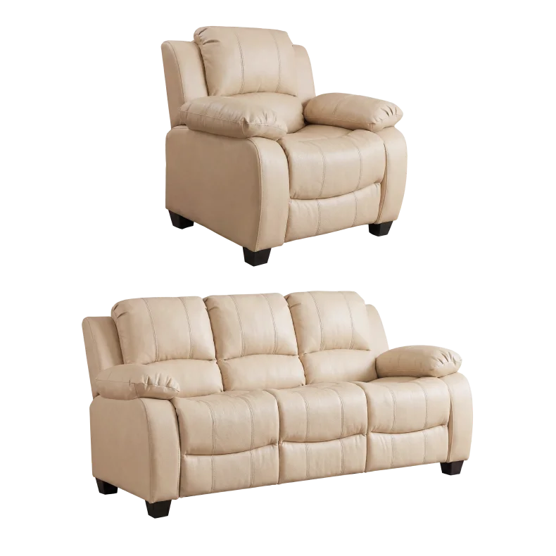 Valerie Cream Leather Modern 3+1 Seater Sofa Set