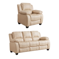 Valerie Cream Leather Modern 3+1 Seater Sofa Set