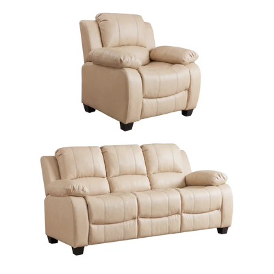 Valerie Cream Leather Modern 3+1 Seater Sofa Set