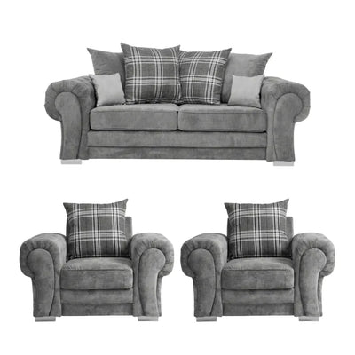 Verona Scatter Grey Fabric 3+1+1 Seater Sofa Set