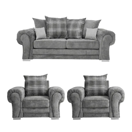 Valerie Cream Leather Modern 3+1+1 Seater Sofa Set - Furniture Instore