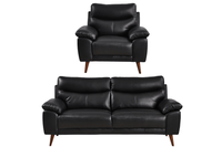 Vantage Genuine Leather Black 3+1 Seater Sofa Set