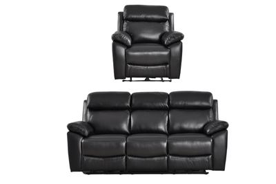 Dandrea Genuine Leather Black Electric Power Recliner 3+1 Seater Sofa Set