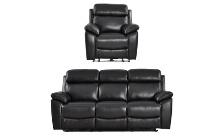 Dandrea Genuine Leather Black Electric Power Recliner 3+1 Seater Sofa Set - Furniture Instore
