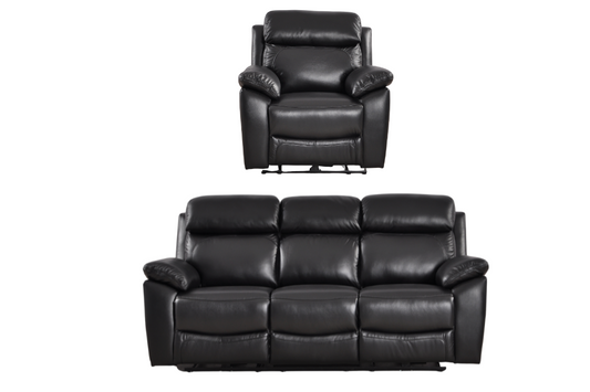 Dandrea Genuine Leather Black Electric Power Recliner 3+1 Seater Sofa Set