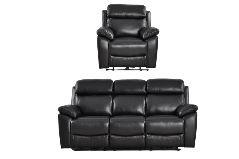 Dandrea Genuine Leather Black Electric Power Recliner 3+1 Seater Sofa Set - Furniture Instore