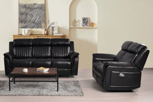 Cidliano Genuine Leather Black Electric Power Recliner 3+2 Seater Sofa Set - Furniture Instore