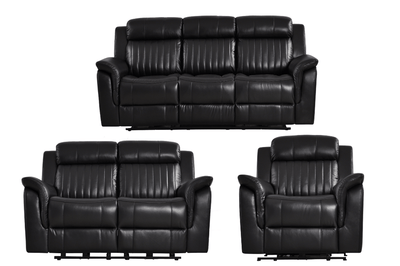 Cidliano Genuine Leather Black Electric Power Recliner 3+2+1 Seater Sofa Set