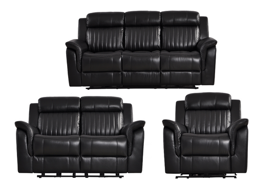 Cidliano Genuine Leather Black Electric Power Recliner 3+2+1 Seater Sofa Set