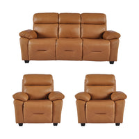 Rivello Genuine Leather Caramel 3+1+1 Seater Sofa Set