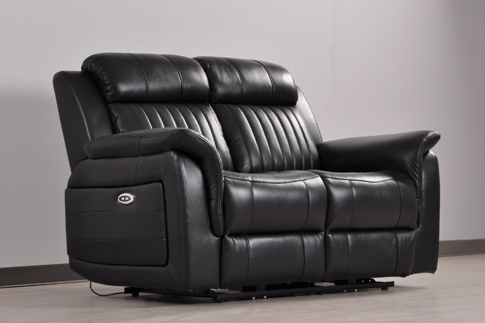 Cidliano Genuine Leather Black Electric Power Recliner 2+2 Seater Sofa  Set
