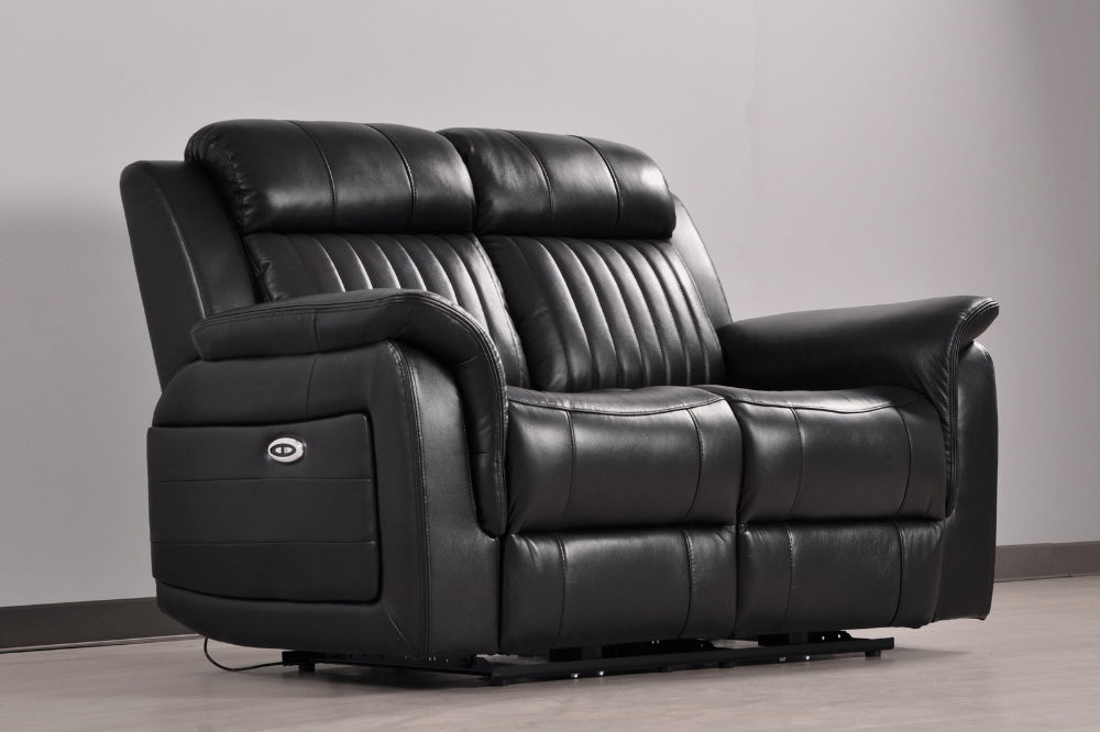 Cidliano Genuine Leather Black Electric Power Recliner 2+1 Seater Sofa Set - Furniture Instore