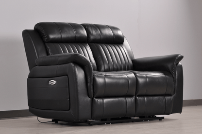 Cidliano Genuine Leather Black Electric Power Recliner 2+1 Seater Sofa Set - Furniture Instore