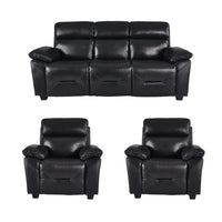 Rivello Genuine Leather Black 3+1+1 Seater Sofa Set