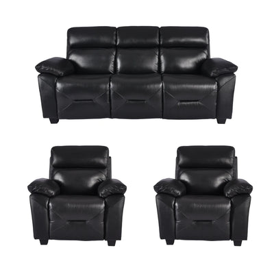 Rivello Genuine Leather Black 3+1+1 Seater Sofa Set