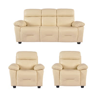 Rivello Genuine Leather Cream 3+1+1 Seater Sofa Set