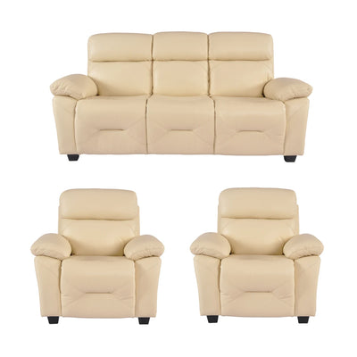 Rivello Genuine Leather Cream 3+1+1 Seater Sofa Set
