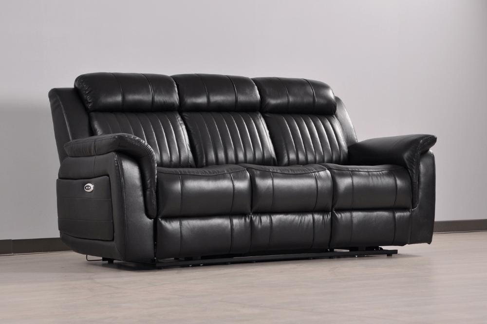 Cidliano Genuine Leather Black Electric Power Recliner 3+2 Seater Sofa Set - Furniture Instore