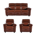 Rivello Genuine Leather Tan 3+1+1 Seater Sofa Set
