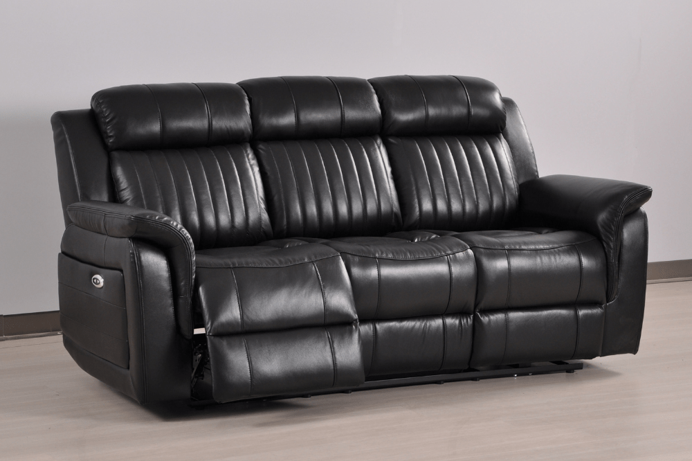 Cidliano Genuine Leather Black Electric Power Recliner 3+3 Seater Sofa Set - Furniture Instore