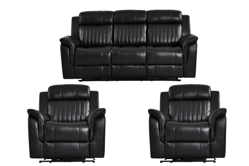 Cidliano Genuine Leather Black Electric Power Recliner 3+1+1 Seater Sofa Set