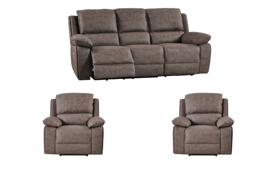Maple Brown Suede Fabric Electric Recliner 3+1+1 Seater Sofa Set