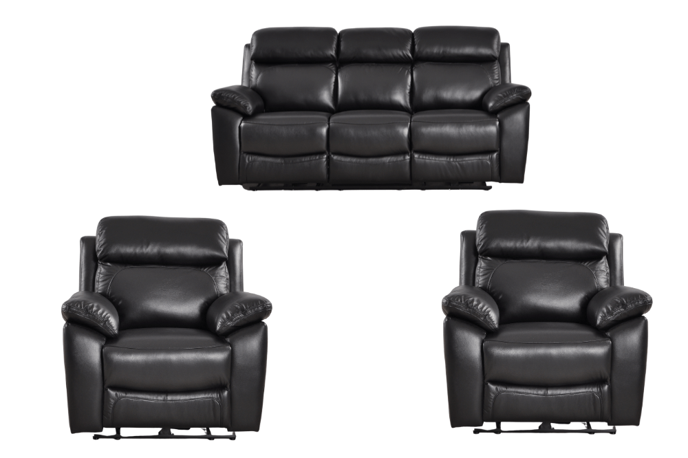 Dandrea Genuine Leather Black Electric Power Recliner 3+1+1 Seater Sofa Set - Furniture Instore