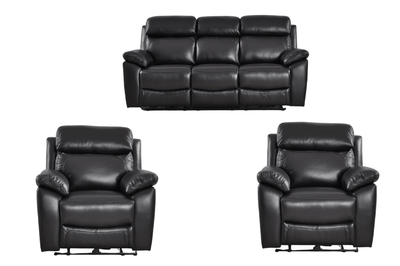Dandrea Genuine Leather Black Electric Power Recliner 3+1+1 Seater Sofa Set