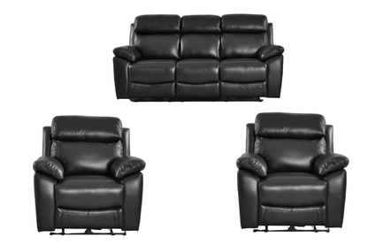 Dandrea Genuine Leather Black Electric Power Recliner 3+1+1 Seater Sofa Set - Furniture Instore