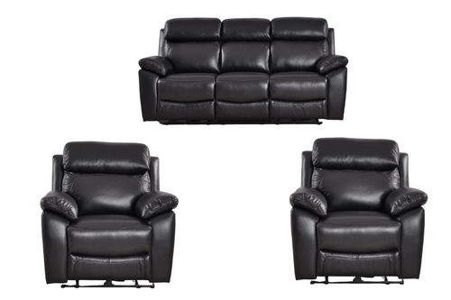 Dandrea Genuine Leather Black Electric Power Recliner 3+1+1 Seater Sofa Set