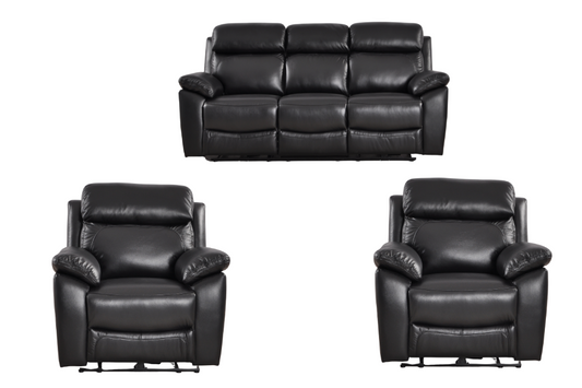 Dandrea Genuine Leather Black Electric Power Recliner 3+1+1 Seater Sofa Set