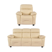 Rivello Genuine Leather Cream 3+1 Seater Sofa Set