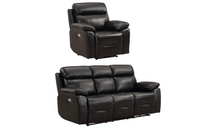 Renato Genuine Leather Black Electric Power Recliner 3+1 Seater Set