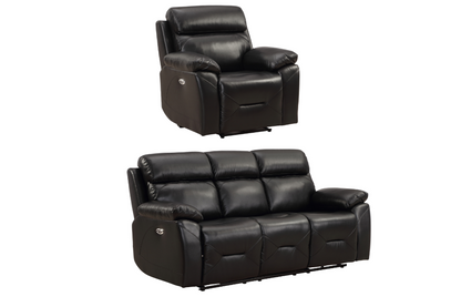 Renato Genuine Leather Black Electric Power Recliner 3+1 Seater Set