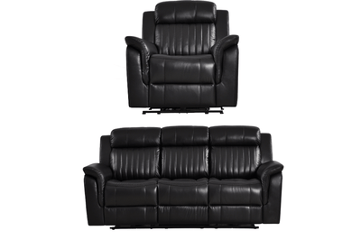 Cidliano Genuine Leather Black Electric Power Recliner 3+1 Seater Sofa Set