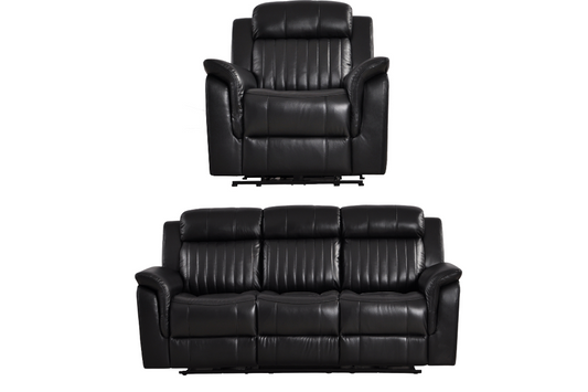 Cidliano Genuine Leather Black Electric Power Recliner 3+1 Seater Sofa Set