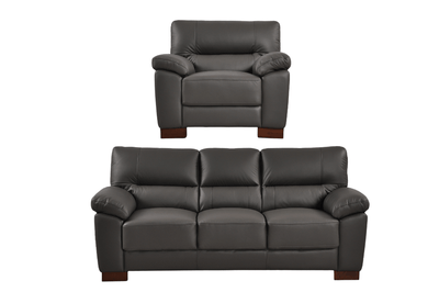 Dalmore Genuine Leather Grey 3+1 Seater Sofa Set