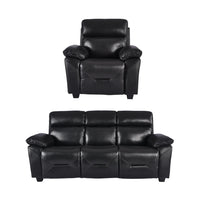 Rivello Genuine Leather Black 3+1 Seater Sofa Set