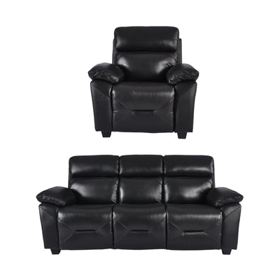 Rivello Genuine Leather Black 3+1 Seater Sofa Set