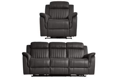 Cidliano Genuine Leather Grey Electric Power Recliner 3+1 Seater Sofa Set