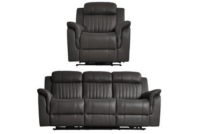Cidliano Genuine Leather Grey Electric Power Recliner 3+1 Seater Sofa Set - Furniture Instore