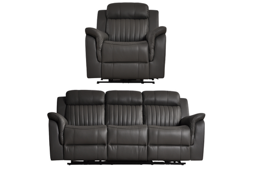Cidliano Genuine Leather Grey Electric Power Recliner 3+1 Seater Sofa Set