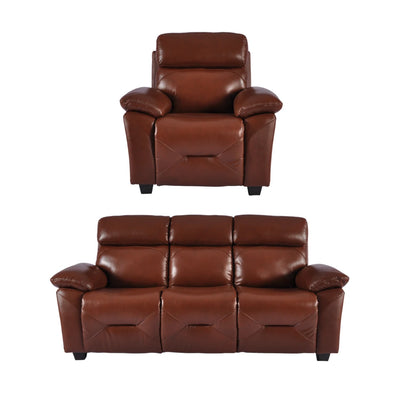 Rivello Genuine Leather Tan 3+1 Seater Sofa Set