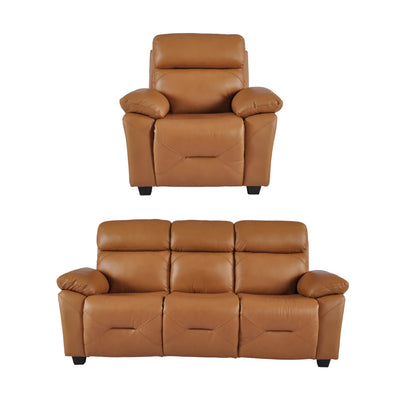 Rivello Genuine Leather Caramel 3+1 Seater Sofa Set