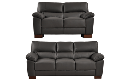 Dalmore Genuine Leather Grey 3+2 Seater Sofa Set