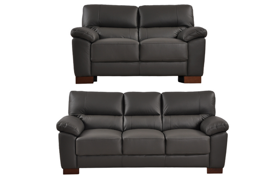 Dalmore Genuine Leather Grey 3+2 Seater Sofa Set
